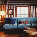 Rustic living room interior with comfortable furnishings.