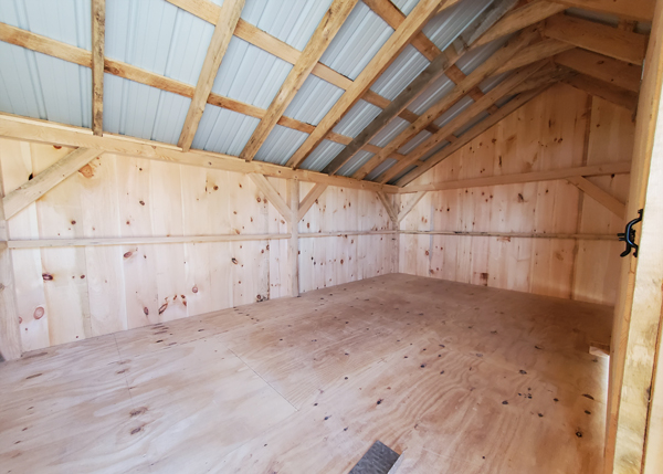 Interior of the 10x16 Three Sled Shed