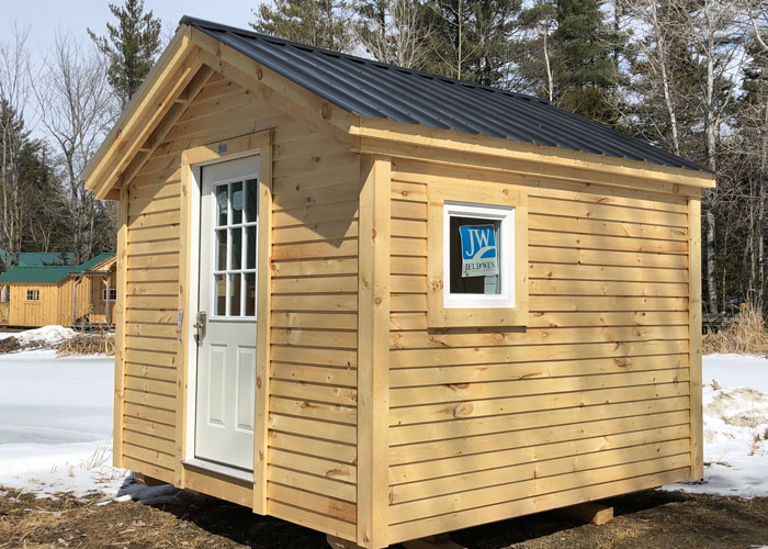 This 10x10 Gable shed is finished with 4 Season insulation and horizontal pine siding