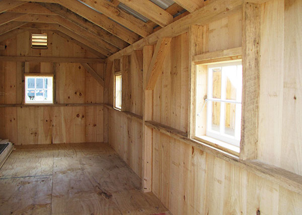 Inside this 10x16 Gable you will find that the window layout is a bit different from our standard floorplan.
