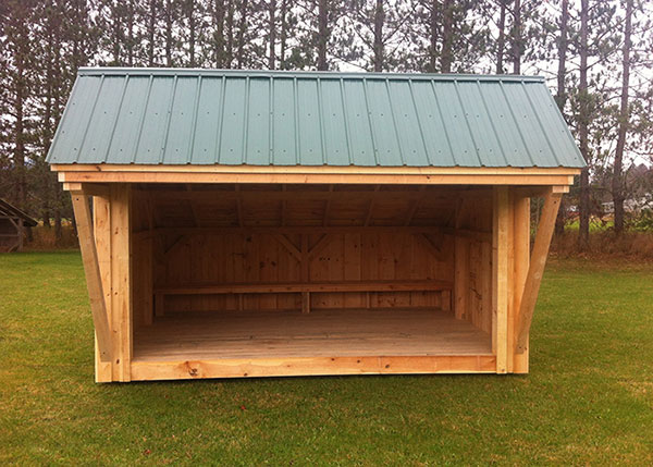 10x14 Camp Alcove with evergreen roof