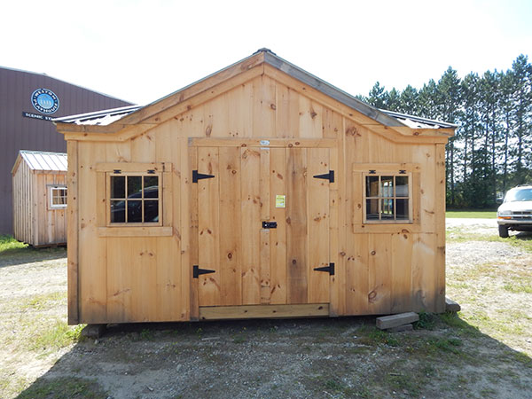 The tool shed design comes with pine fascia and shadow trim.
