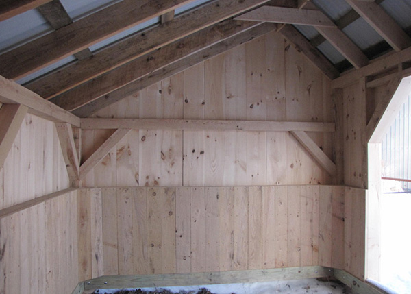 A sturdy kick plate is included with this design to protect the integrity of the barn
