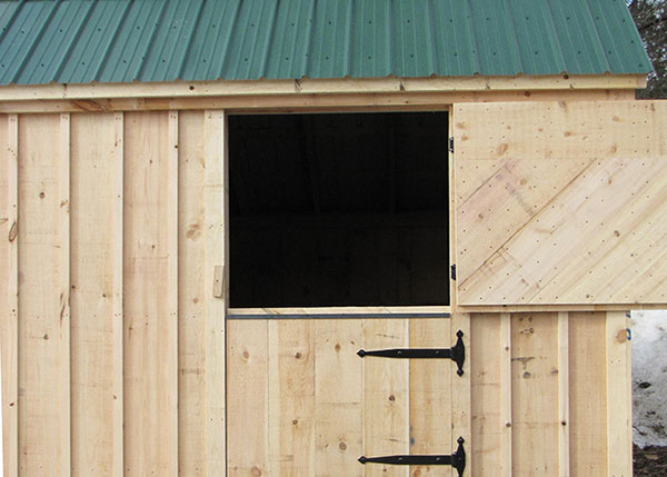 Dutch doors, installed in our two stall barns, provide fresh air inside this large shed.