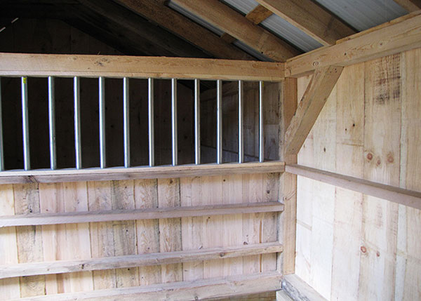 A two stall barn will have one interior partition built into it.