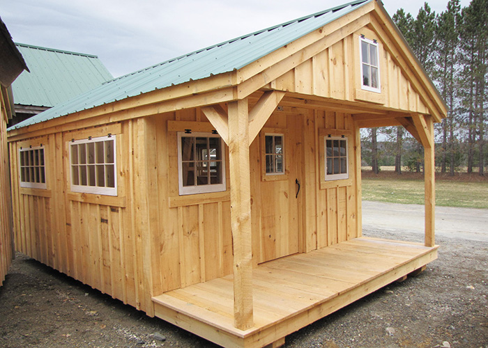 This 12x20 Bunkhouse was modified with the addition of extra hinged windows.