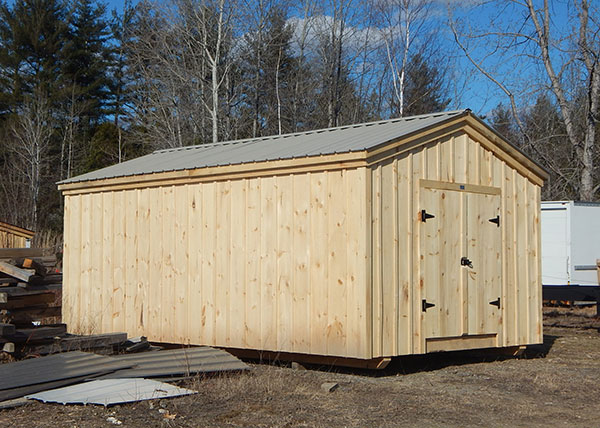 This 12x20 Gable shed was upgraded to have 29 gauge corrugated metal roof in Ash Gray.