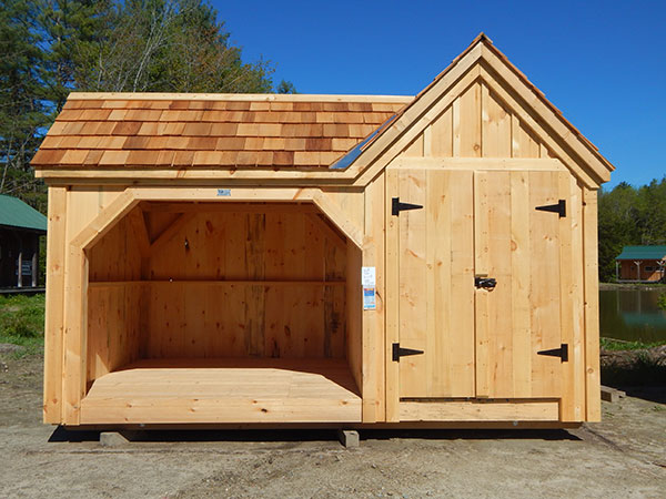 This 8x14 Vermont Gem storage shed was upgraded to have a Western Red Cedar Shingle Roof.