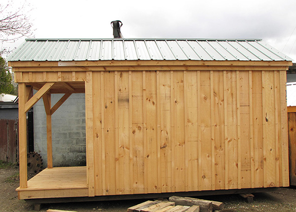 The porch on this Bunkhouse provides a sheltered area to enjoy the outdoors.