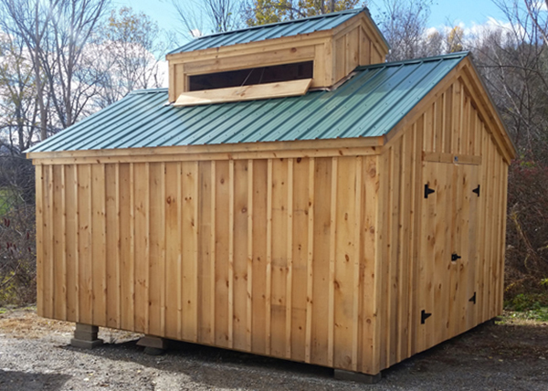 Pine board and batten siding is the default option for our post and beam sugar shacks.