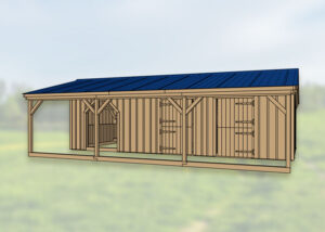 12X30 Stall Barn with 8×30 Overhang – Pre-Cut Kit 23-16161-1, 23-16161-2
