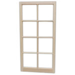 The 2x4 Eight-Lite Barn Sash Window may be purchased fixed or hinged.