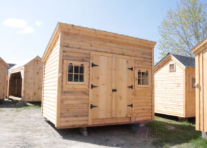 Inventory building shed roof with log cabin siding