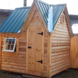 8x8-Dollhouse-Evergreen-Log-Cabin-Siding-door-L-single-pine-door-outswing