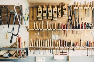 Utilize racks, pegboards and other storage tools to keep your shed tidy.