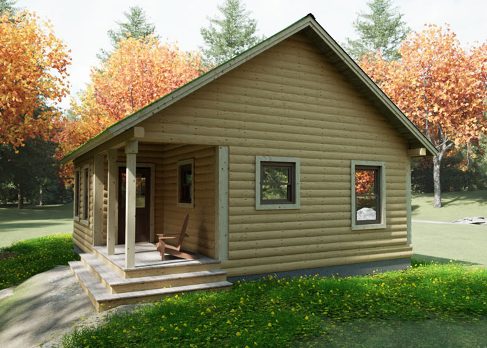 Leave the logs of the beautiful Otter Creek Log Cabin unfinished, or with a light stain to preserve the natural beauty of the wood.