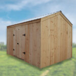 10 foot by 14 foot fully assembled wooden shed for sale.