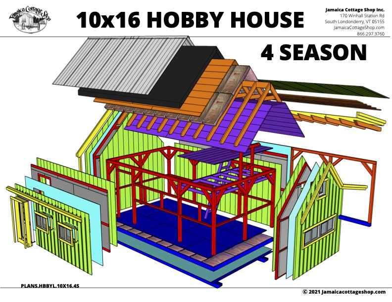 Hobby House 10x16 with 6' Overhang 4-Season Pre-Cut Kit • Jamaica