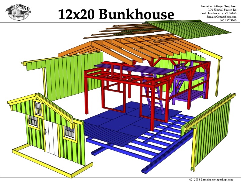 Bunk House 12x20 Pre-Cut Kit • Jamaica Cottage Shop