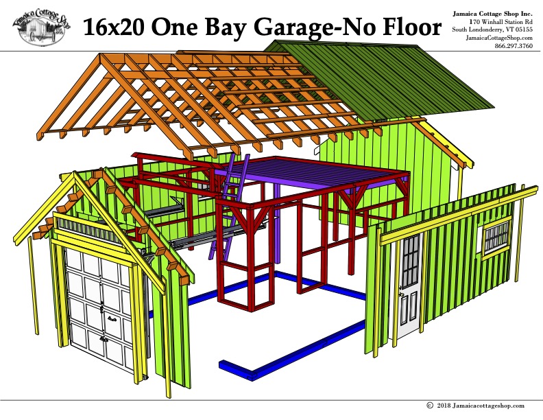 One Bay Garage 16x20 Pre-Cut Kit • Jamaica Cottage Shop