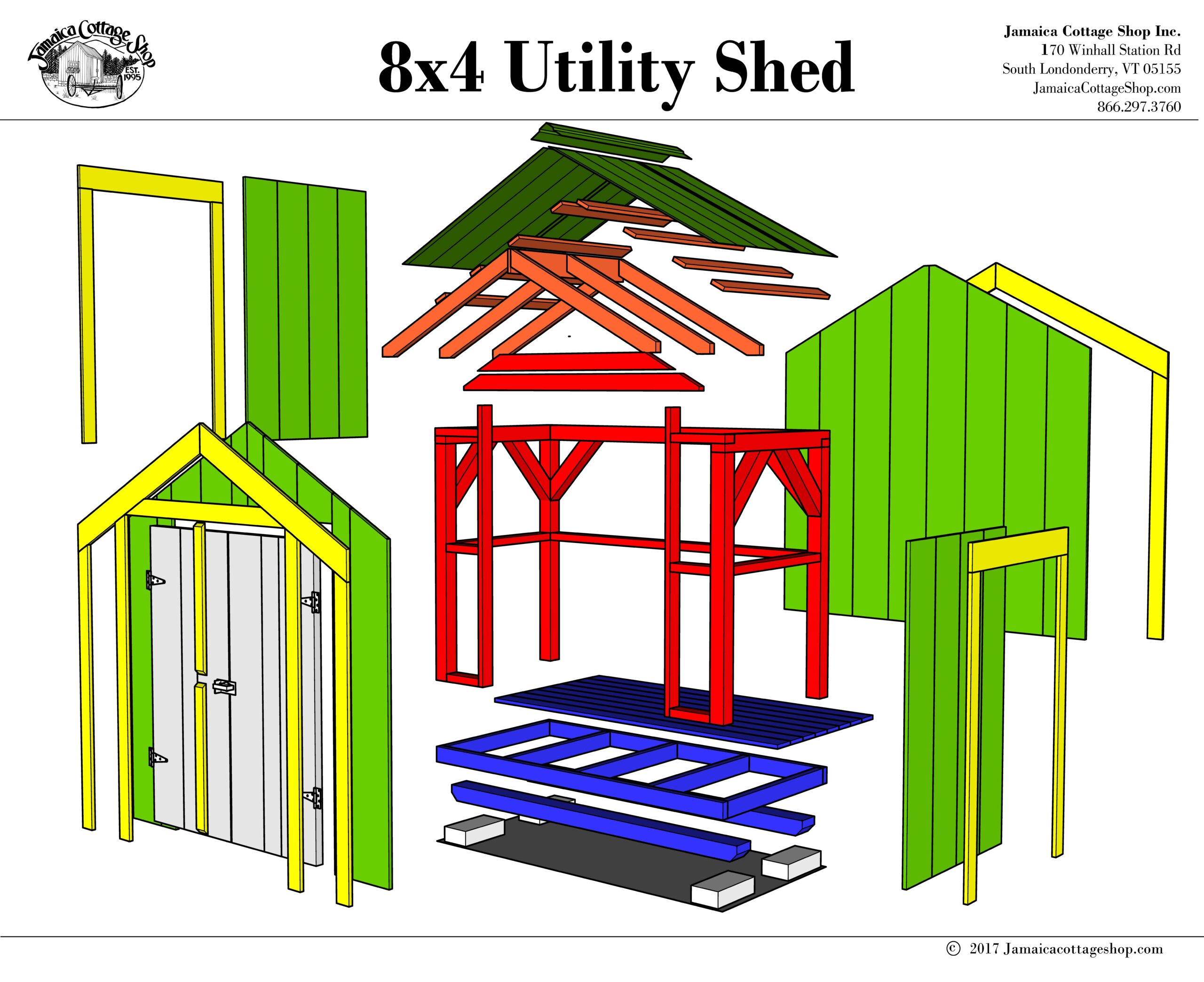Utility Shed 8x4 Pre-Cut Kit • Jamaica Cottage Shop