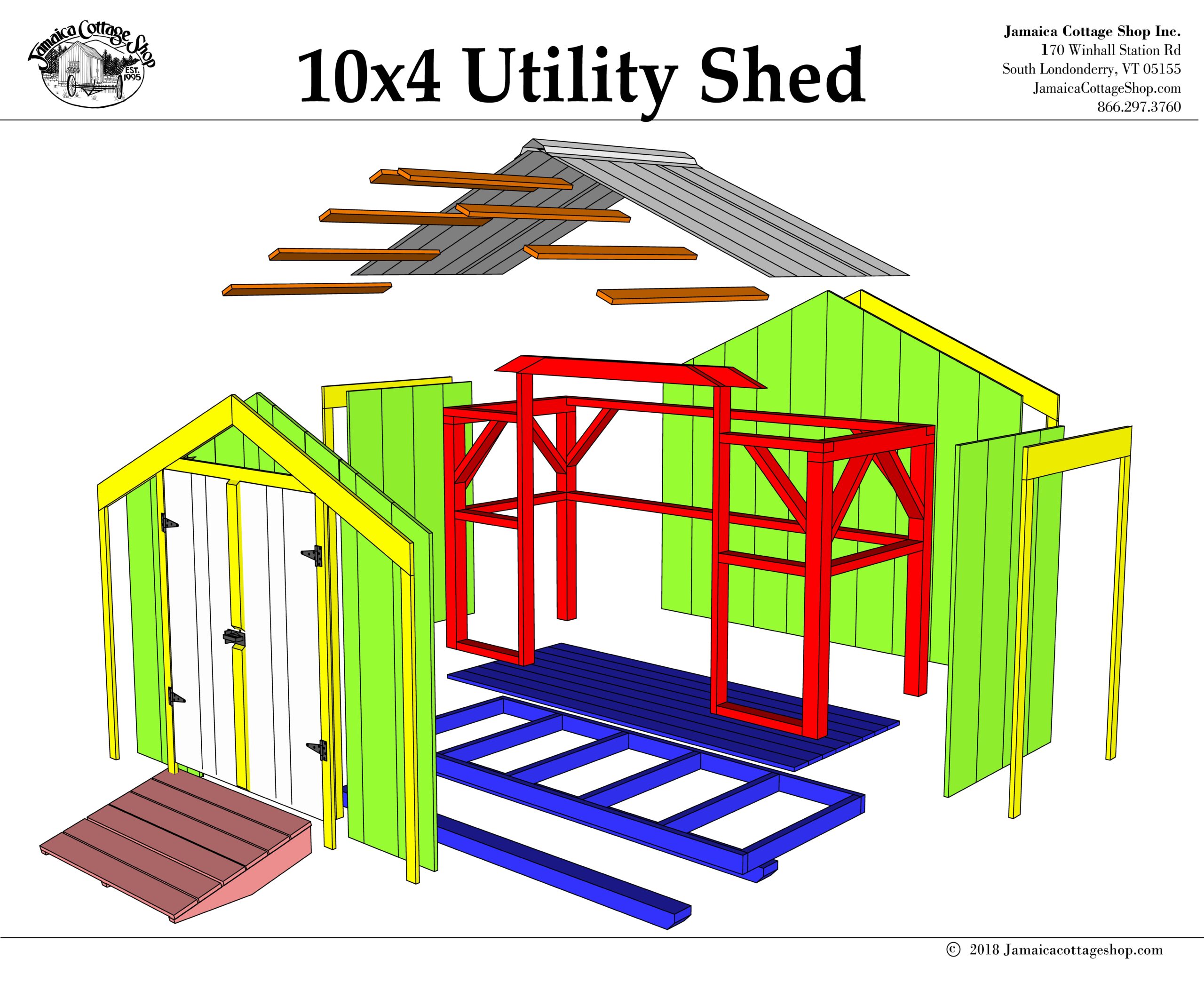 Utility Shed 10x4 Pre-Cut Kit • Jamaica Cottage Shop